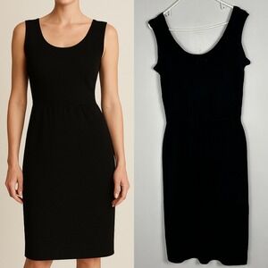 Vintage St. John Black Santana Knit Midi Dress Womens Size 8 USA Made Pleated